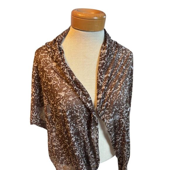 Brown & White Animal Print Scarf Wrap Shawl 38" X 16" - Picture 3 of 5